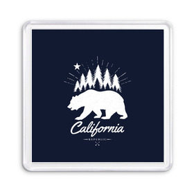 Магнит 55*55 с принтом California Republic в Белгороде, Пластик | Размер: 65*65 мм; Размер печати: 55*55 мм | america | bear | california | united states | usa | америка | калифорния | медведь | сша | штаты