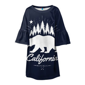 Детское платье 3D с принтом California Republic в Белгороде, 100% полиэстер | прямой силуэт, чуть расширенный к низу. Круглая горловина, на рукавах — воланы | america | bear | california | united states | usa | америка | калифорния | медведь | сша | штаты