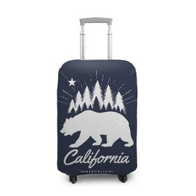 Чехол для чемодана 3D с принтом California Republic в Белгороде, 86% полиэфир, 14% спандекс | двустороннее нанесение принта, прорези для ручек и колес | america | bear | california | united states | usa | америка | калифорния | медведь | сша | штаты