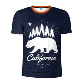 Мужская футболка 3D спортивная с принтом California Republic в Белгороде, 100% полиэстер с улучшенными характеристиками | приталенный силуэт, круглая горловина, широкие плечи, сужается к линии бедра | america | bear | california | united states | usa | америка | калифорния | медведь | сша | штаты