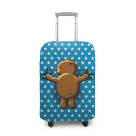 Чехол для чемодана 3D с принтом Медвежьи объятия в Белгороде, 86% полиэфир, 14% спандекс | двустороннее нанесение принта, прорези для ручек и колес | bear | beast | kid | love | teddy | toy | звезды | зверь | игрушка | любовь | медведь | мишка