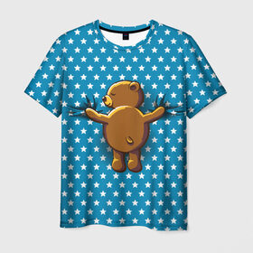 Мужская футболка 3D с принтом Медвежьи объятия в Белгороде, 100% полиэфир | прямой крой, круглый вырез горловины, длина до линии бедер | Тематика изображения на принте: bear | beast | kid | love | teddy | toy | звезды | зверь | игрушка | любовь | медведь | мишка