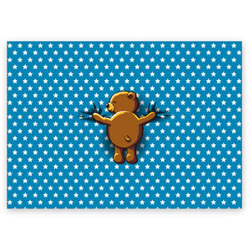 Поздравительная открытка с принтом Медвежьи объятия в Белгороде, 100% бумага | плотность бумаги 280 г/м2, матовая, на обратной стороне линовка и место для марки
 | bear | beast | kid | love | teddy | toy | звезды | зверь | игрушка | любовь | медведь | мишка