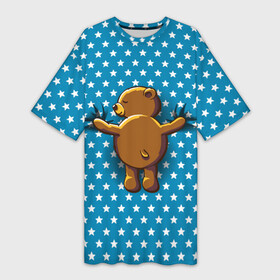 Платье-футболка 3D с принтом Медвежьи объятия в Белгороде,  |  | bear | beast | kid | love | teddy | toy | звезды | зверь | игрушка | любовь | медведь | мишка