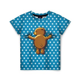 Детская футболка 3D с принтом Медвежьи объятия в Белгороде, 100% гипоаллергенный полиэфир | прямой крой, круглый вырез горловины, длина до линии бедер, чуть спущенное плечо, ткань немного тянется | Тематика изображения на принте: bear | beast | kid | love | teddy | toy | звезды | зверь | игрушка | любовь | медведь | мишка