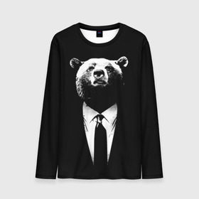 Мужской лонгслив 3D с принтом Медведь бизнесмен в Белгороде, 100% полиэстер | длинные рукава, круглый вырез горловины, полуприлегающий силуэт | Тематика изображения на принте: animal | bear | beast | business | suit | бизнес | джентльмен | животное | зверь | медведь | смокинг
