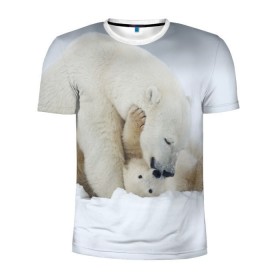 Мужская футболка 3D спортивная с принтом Идиллия в Белгороде, 100% полиэстер с улучшенными характеристиками | приталенный силуэт, круглая горловина, широкие плечи, сужается к линии бедра | айсберг | арктика | животные | лёд | медведи | природа | север | снег