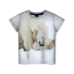 Детская футболка 3D с принтом Идиллия в Белгороде, 100% гипоаллергенный полиэфир | прямой крой, круглый вырез горловины, длина до линии бедер, чуть спущенное плечо, ткань немного тянется | Тематика изображения на принте: айсберг | арктика | животные | лёд | медведи | природа | север | снег