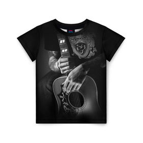Детская футболка 3D с принтом Гитарист в Белгороде, 100% гипоаллергенный полиэфир | прямой крой, круглый вырез горловины, длина до линии бедер, чуть спущенное плечо, ткань немного тянется | Тематика изображения на принте: rock | гитара | рок | рок жив | рок музыка | русский рок