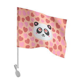 Флаг для автомобиля с принтом Влюбленная панда в Белгороде, 100% полиэстер | Размер: 30*21 см | любовь | панда | сердце