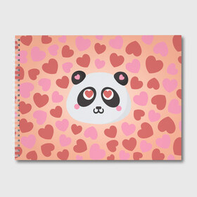 Альбом для рисования с принтом Влюбленная панда в Белгороде, 100% бумага
 | матовая бумага, плотность 200 мг. | Тематика изображения на принте: любовь | панда | сердце
