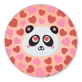 Коврик круглый с принтом Влюбленная панда в Белгороде, резина и полиэстер | круглая форма, изображение наносится на всю лицевую часть | любовь | панда | сердце