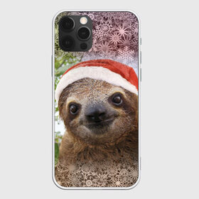 Чехол для iPhone 12 Pro Max с принтом Рождественский ленивец в Белгороде, Силикон |  | Тематика изображения на принте: джунгли | животное | ленивый | лень | новый год | рождество | снег | снежинки | тропики | улыбка | шапка