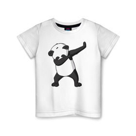 Детская футболка хлопок с принтом Panda dab в Белгороде, 100% хлопок | круглый вырез горловины, полуприлегающий силуэт, длина до линии бедер | дэб | панда