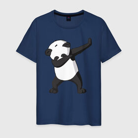 Мужская футболка хлопок с принтом Panda dab в Белгороде, 100% хлопок | прямой крой, круглый вырез горловины, длина до линии бедер, слегка спущенное плечо. | дэб | панда