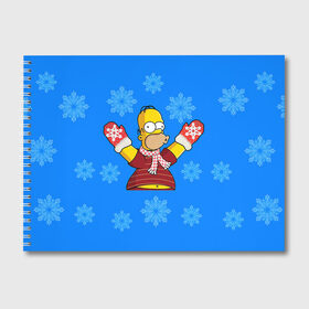 Альбом для рисования с принтом Симпсоны новогодние 2 в Белгороде, 100% бумага
 | матовая бумага, плотность 200 мг. | simpsons | барт | барт симпсон | гомер | гомер симпсон | новый год | симпсоны | снег | снежинки