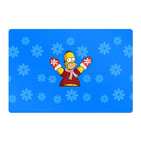 Магнитный плакат 3Х2 с принтом Симпсоны новогодние 2 в Белгороде, Полимерный материал с магнитным слоем | 6 деталей размером 9*9 см | Тематика изображения на принте: simpsons | барт | барт симпсон | гомер | гомер симпсон | новый год | симпсоны | снег | снежинки