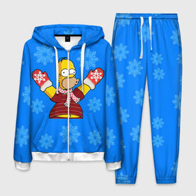 Мужской костюм 3D с принтом Симпсоны новогодние 2 в Белгороде, 100% полиэстер | Манжеты и пояс оформлены тканевой резинкой, двухслойный капюшон со шнурком для регулировки, карманы спереди | simpsons | барт | барт симпсон | гомер | гомер симпсон | новый год | симпсоны | снег | снежинки