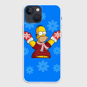 Чехол для iPhone 13 mini с принтом Симпсоны новогодние 2 в Белгороде,  |  | simpsons | барт | барт симпсон | гомер | гомер симпсон | новый год | симпсоны | снег | снежинки