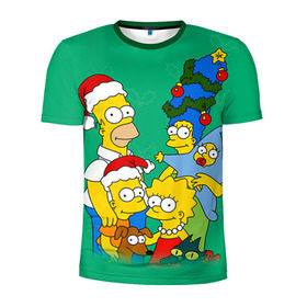 Мужская футболка 3D спортивная с принтом Симпсоны новогодние 3 в Белгороде, 100% полиэстер с улучшенными характеристиками | приталенный силуэт, круглая горловина, широкие плечи, сужается к линии бедра | simpsons | барт | барт симпсон | гомер | гомер симпсон | новый год | симпсоны | снег | снежинки