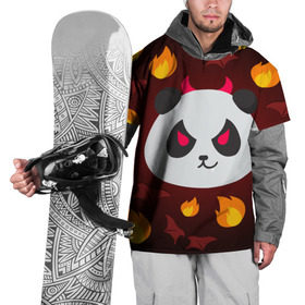 Накидка на куртку 3D с принтом Панда дьяволенок в Белгороде, 100% полиэстер |  | Тематика изображения на принте: дьяволенок | красный | крылья | огонь | панда | рога
