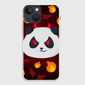 Чехол для iPhone 13 mini с принтом Панда дьяволенок в Белгороде,  |  | Тематика изображения на принте: дьяволенок | красный | крылья | огонь | панда | рога