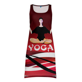 Платье-майка 3D с принтом Yoga в Белгороде, 100% полиэстер | полуприлегающий силуэт, широкие бретели, круглый вырез горловины, удлиненный подол сзади. | fitness | девушка | йога | прикольные картинки | спорт | фитнес | экстрим