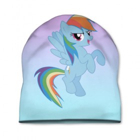 Шапка 3D с принтом Rainbowdash в Белгороде, 100% полиэстер | универсальный размер, печать по всей поверхности изделия | mlp | pony | rainbowdash | raindbow dash | пони