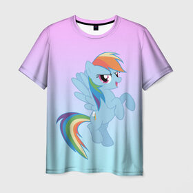 Мужская футболка 3D с принтом Rainbowdash в Белгороде, 100% полиэфир | прямой крой, круглый вырез горловины, длина до линии бедер | Тематика изображения на принте: mlp | pony | rainbowdash | raindbow dash | пони