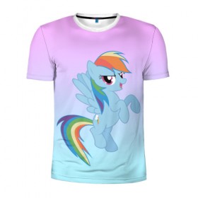 Мужская футболка 3D спортивная с принтом Rainbowdash в Белгороде, 100% полиэстер с улучшенными характеристиками | приталенный силуэт, круглая горловина, широкие плечи, сужается к линии бедра | mlp | pony | rainbowdash | raindbow dash | пони
