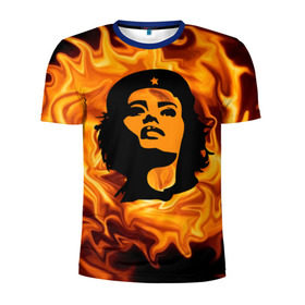 Мужская футболка 3D спортивная с принтом Revolutionary girl в Белгороде, 100% полиэстер с улучшенными характеристиками | приталенный силуэт, круглая горловина, широкие плечи, сужается к линии бедра | звезда | огонь | патриотизм | пламя | революционер | революция | россия | че гевара