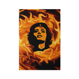 Обложка для паспорта матовая кожа с принтом Revolutionary girl в Белгороде, натуральная матовая кожа | размер 19,3 х 13,7 см; прозрачные пластиковые крепления | Тематика изображения на принте: звезда | огонь | патриотизм | пламя | революционер | революция | россия | че гевара