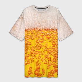 Платье-футболка 3D с принтом Пивная тема в Белгороде,  |  | пена | прикол | пузырьки