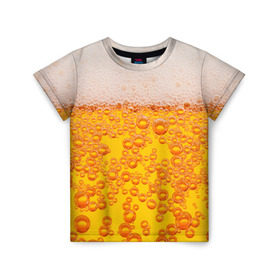 Детская футболка 3D с принтом Пивная тема в Белгороде, 100% гипоаллергенный полиэфир | прямой крой, круглый вырез горловины, длина до линии бедер, чуть спущенное плечо, ткань немного тянется | Тематика изображения на принте: пена | прикол | пузырьки