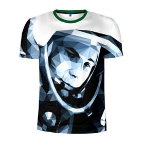 Мужская футболка 3D спортивная с принтом Гагарин в Белгороде, 100% полиэстер с улучшенными характеристиками | приталенный силуэт, круглая горловина, широкие плечи, сужается к линии бедра | поехали | полигоны | юрий