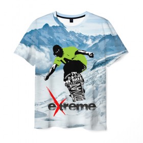Мужская футболка 3D с принтом Extreme в Белгороде, 100% полиэфир | прямой крой, круглый вырез горловины, длина до линии бедер | Тематика изображения на принте: extreme | snowboard | сноуборд | экстрим