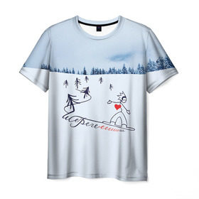 Мужская футболка 3D с принтом Шерегеш в Белгороде, 100% полиэфир | прямой крой, круглый вырез горловины, длина до линии бедер | gesh | геш | лыжи | лыжник | сноуборд | шерегеш | шершавель