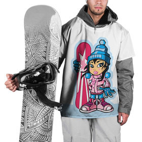 Накидка на куртку 3D с принтом Snowboard girl 3 в Белгороде, 100% полиэстер |  | extreme | girl | snowboard | девушка | сноуборд | экстрим