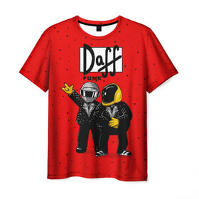 Мужская футболка 3D с принтом Daff Punk в Белгороде, 100% полиэфир | прямой крой, круглый вырез горловины, длина до линии бедер | donut | homer | music | simpson | барт | гомер | музыка | пончик | симпсон