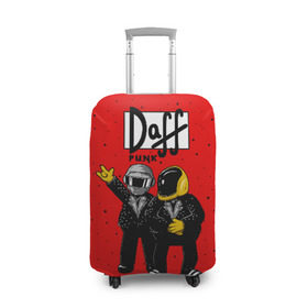 Чехол для чемодана 3D с принтом Daff Punk в Белгороде, 86% полиэфир, 14% спандекс | двустороннее нанесение принта, прорези для ручек и колес | donut | homer | music | simpson | барт | гомер | музыка | пончик | симпсон