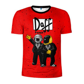 Мужская футболка 3D спортивная с принтом Daff Punk в Белгороде, 100% полиэстер с улучшенными характеристиками | приталенный силуэт, круглая горловина, широкие плечи, сужается к линии бедра | donut | homer | music | simpson | барт | гомер | музыка | пончик | симпсон
