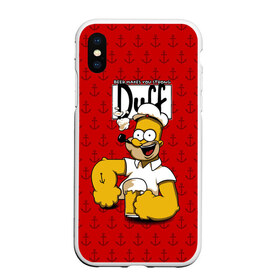 Чехол для iPhone XS Max матовый с принтом Duff Beer в Белгороде, Силикон | Область печати: задняя сторона чехла, без боковых панелей | bart | donut | griffin | homer | popeye | simpson | барт | гомер | гриффин | капитан | моряк | симпсон | стьюи | якорь