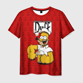 Мужская футболка 3D с принтом Duff Beer в Белгороде, 100% полиэфир | прямой крой, круглый вырез горловины, длина до линии бедер | bart | donut | griffin | homer | popeye | simpson | барт | гомер | гриффин | капитан | моряк | симпсон | стьюи | якорь