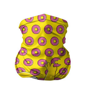 Бандана-труба 3D с принтом Пончики Гомера Симпсона в Белгороде, 100% полиэстер, ткань с особыми свойствами — Activecool | плотность 150‒180 г/м2; хорошо тянется, но сохраняет форму | donut | homer | simpson | гомер | еда | плюшка | пончик | симпсон