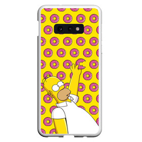 Чехол для Samsung S10E с принтом Пончики Гомера Симпсона в Белгороде, Силикон | Область печати: задняя сторона чехла, без боковых панелей | Тематика изображения на принте: donut | homer | simpson | гомер | еда | плюшка | пончик | симпсон