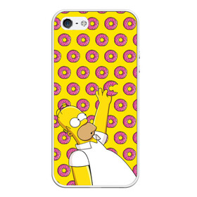 Чехол для iPhone 5/5S матовый с принтом Пончики Гомера Симпсона в Белгороде, Силикон | Область печати: задняя сторона чехла, без боковых панелей | donut | homer | simpson | гомер | еда | плюшка | пончик | симпсон