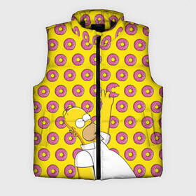 Мужской жилет утепленный 3D с принтом Пончики Гомера Симпсона в Белгороде,  |  | donut | homer | simpson | гомер | еда | плюшка | пончик | симпсон
