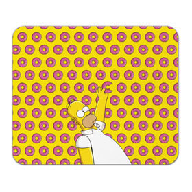 Коврик прямоугольный с принтом Пончики Гомера Симпсона в Белгороде, натуральный каучук | размер 230 х 185 мм; запечатка лицевой стороны | donut | homer | simpson | гомер | еда | плюшка | пончик | симпсон