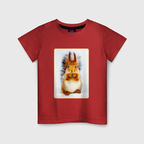 Детская футболка хлопок с принтом Белка в Белгороде, 100% хлопок | круглый вырез горловины, полуприлегающий силуэт, длина до линии бедер | белка | дети | любовь | радость | ребенок