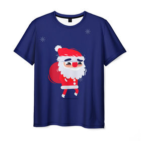 Мужская футболка 3D с принтом Санта в Белгороде, 100% полиэфир | прямой крой, круглый вырез горловины, длина до линии бедер | christmas | new year | winter | дед мороз | зима | новый год | рождество
